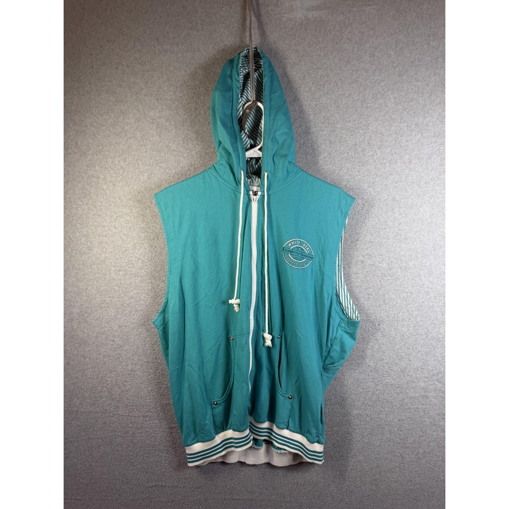 White Stag Vest Womens Medium Green Hooded Full Zip Sportswear Casual Vintage